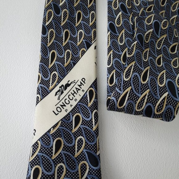 Longchamp Paris Silk Blue Necktie Made in Italy - Picture 8 of 8